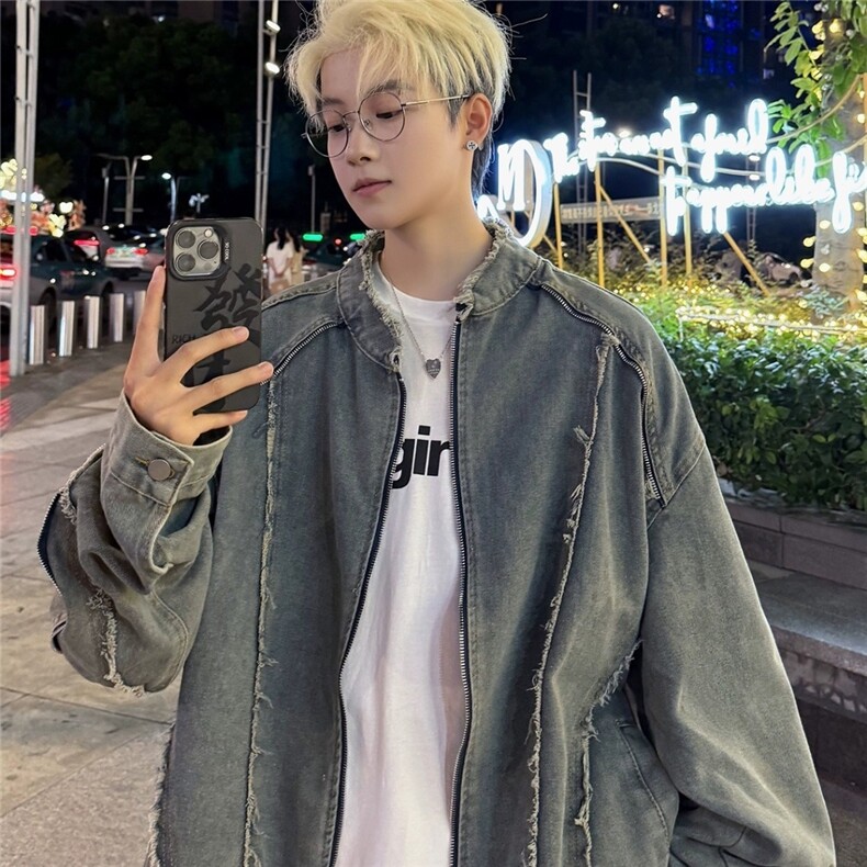 JK8632-P64vibe机车风牛仔夹克男秋季新款,男装夹克,电商B323A