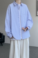 衬衫男春季新款港风宽松大码条纹长袖衬衣CS801-特P29，男装衬衫，星座214-3