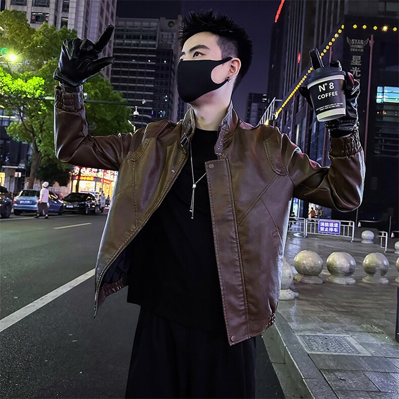 2025秋冬季新款机车立领皮衣男潮流皮夹克外套A368-P3311-P128图片