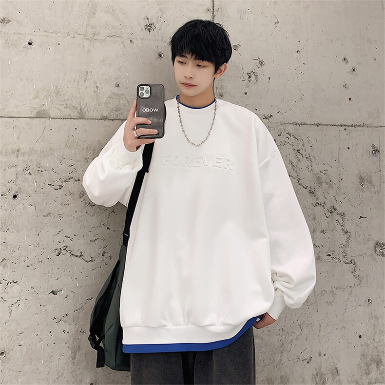 春款港风圆领卫衣男落肩打底衫潮流百搭上衣外套Y016P32,男装卫衣,星座1204-3