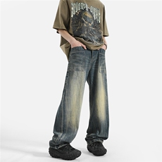 xz905-2-Z023#P65-（控98）扎花工艺高街美式水洗牛仔裤，男装牛仔裤，星座905-2