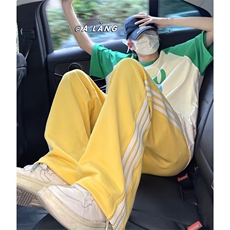 彩色多巴胺穿搭裤子男黄色夏薄款高街直筒运动青少年K2328，男装休闲裤，星座1116A（原606A-3）