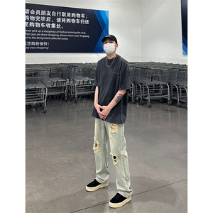 B221 美式ins高街暗黑系小众拉链直筒牛仔裤 LK23073-P65 控88图片
