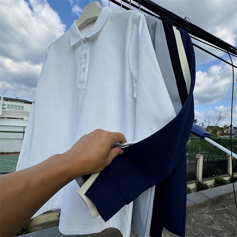 CP02男士长袖纯色POLO衫大码男女团队可定制印花秋T恤学生青少年,男装T恤,星座115A(原星座507）