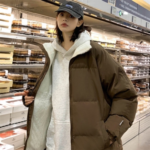 冬上新学生加棉加厚棉服潮中性风纯色立领棉衣外套男女8801-P65,广德中学生穿搭图片