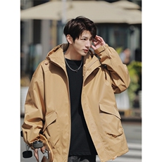 2026春装新款多乐棉连帽宽松外套冲锋衣夹克JK1188/P105咖啡色，男装夹克，电商A094