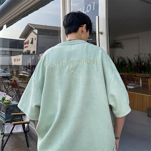 麂皮短袖刺绣T恤 XC3026-TP35 控价48 个性短袖t恤男港风半袖上衣图片