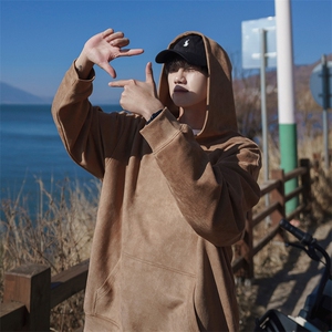 麂皮绒连帽卫衣 TC13-TP50控价68 相机片纯色套头卫衣2023秋男图片
