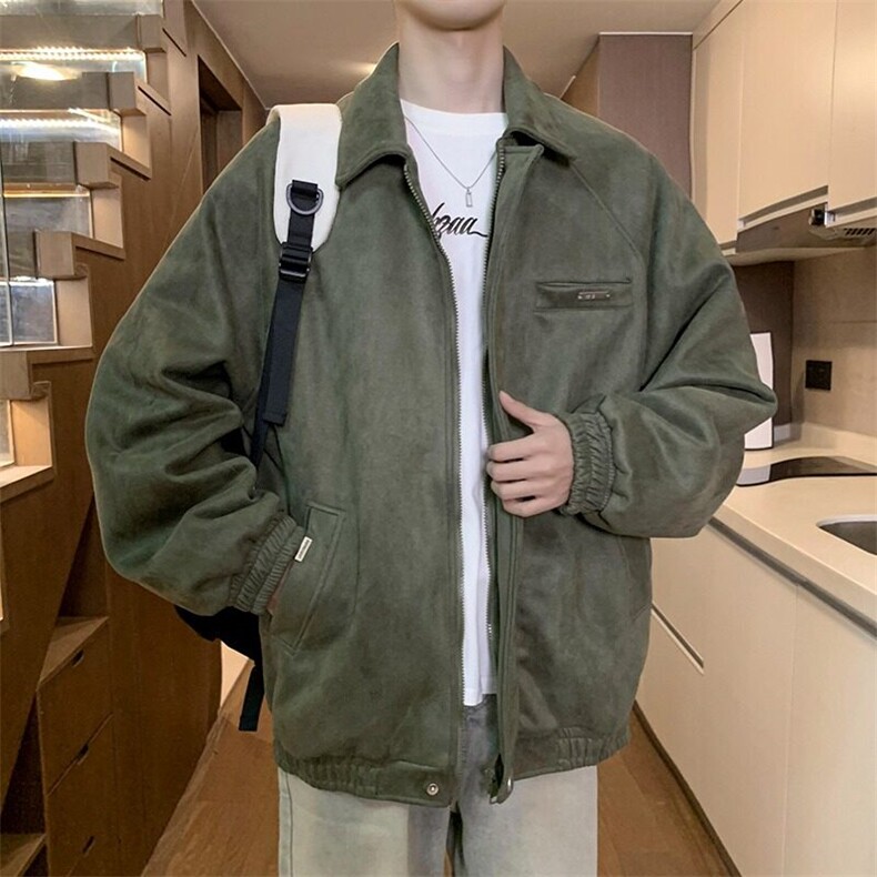 麂皮绒外套男生秋冬季痞帅炸街青少年宽松休闲翻领夹克 JK25图片