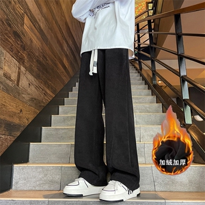 加绒加厚欧棉绒灯芯绒休闲裤直筒弯刀裤 A493特P45控78图片