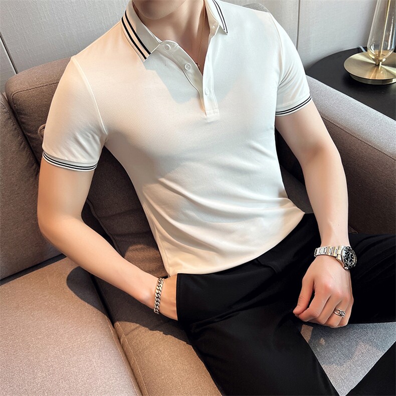 2026夏季基础款短袖翻领T恤Polo衫高品质轻奢修身半袖男T063-P38,男装T恤,电商D342