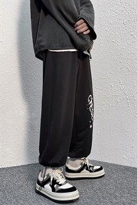 现货2025四季新款抽绳束脚运动印花男港风休闲裤D201-DM79-P45图片