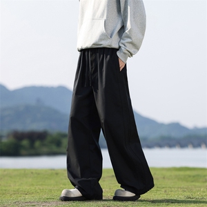 新款宽松休闲裤韩版潮流百搭裤子坠感阔腿简约风K02550-P55图片
