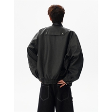 706-J9026-P98现货春季美式复古解构分割立领pu皮夹克外套，男装夹克，星座706