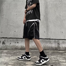 青春流行休闲裤印花中高腰时尚潮牌纯色宽松型微弹潮男五分裤，男装休闲裤，星座716-3
