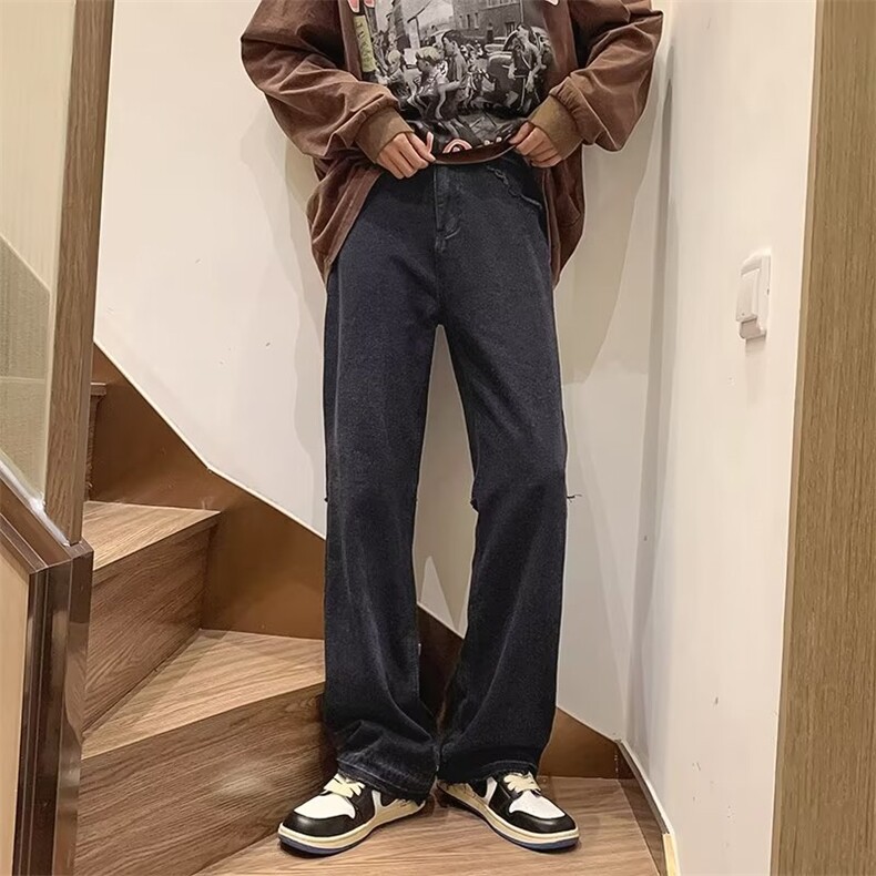牛仔裤男秋季潮大码休闲裤子高街N1039P38图片