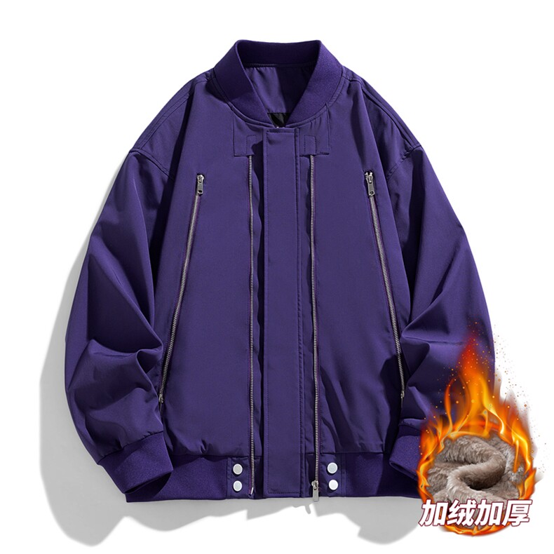 AJ220-P85冬季加绒加厚棒球领飞行夹克防风防水棉衣外套图片