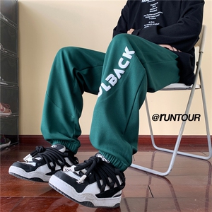 美式运动束脚裤子男秋季发泡印花休闲卫裤A166-YK008-特P32控65图片