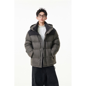 90%绒新标有报告连帽撞色韩版宽松羽绒服外套Y990/370 现货图片