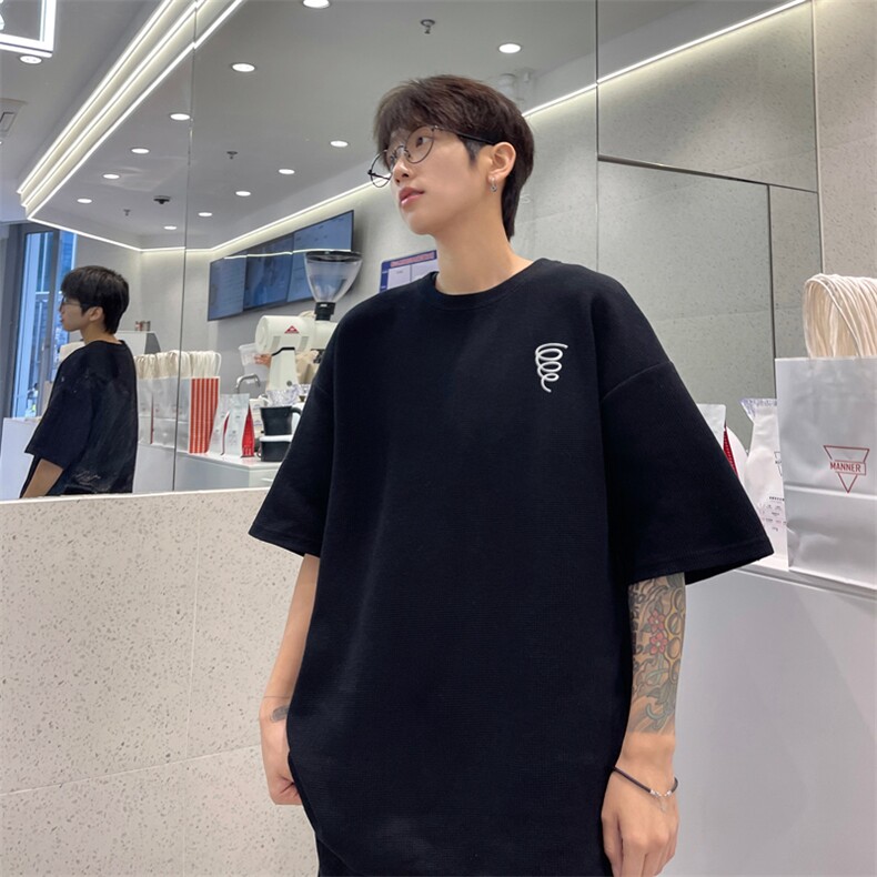 量大优！供视频！港风华夫格短袖T恤半袖男HT203-特P18,男装T恤,电商B367