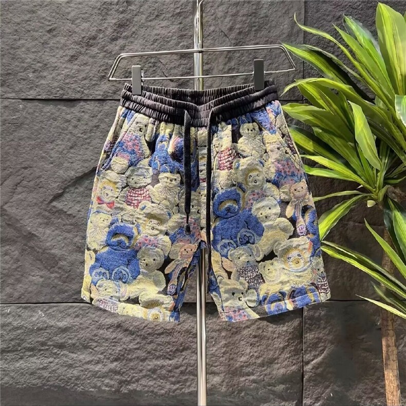 夏季提花小熊短裤男新款个性花色时尚印花休闲五分裤BM007P32，男装牛仔裤，星座1013-5