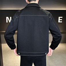 针织牛仔外套男秋季夹克翻领明线款C317-18013-P145，男装夹克，电商C317