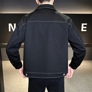 针织牛仔外套男秋季夹克翻领明线款C317-18013-P145图片