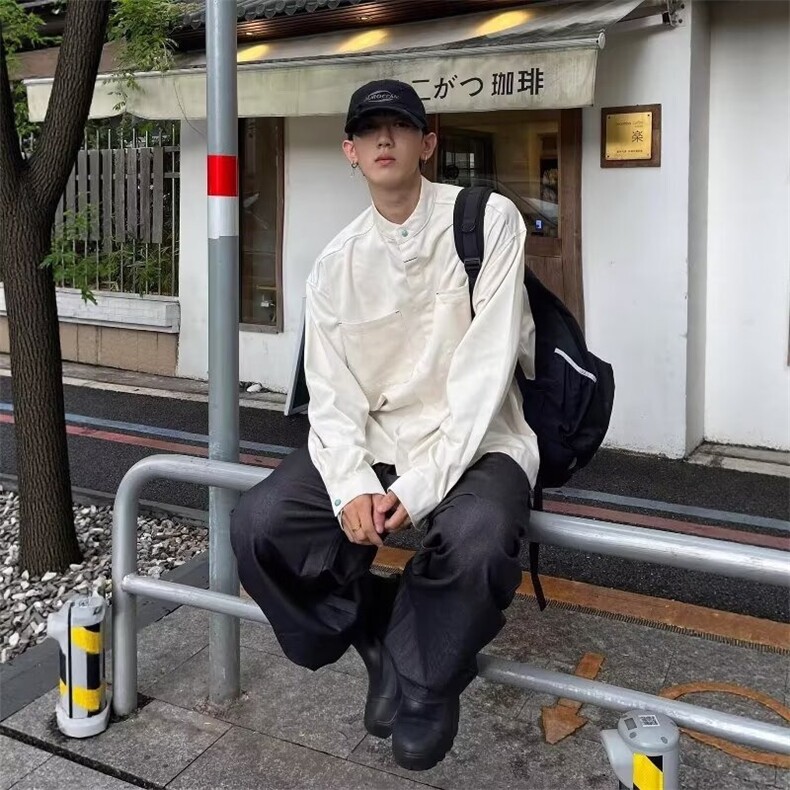 有货。日系休闲衬衫男春秋宽松百搭开衫外套男CY1265-P38,男装衬衫,星座412-3