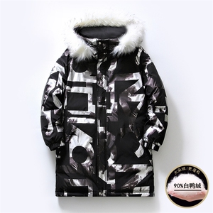 白底平铺冬季新款90%白鸭绒毛领连帽羽绒服男XZ109-Y1258-P248图片
