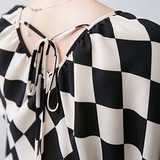 法式气质系带V领泡泡袖复古法式衬衫上衣女夏，女装蕾丝衫/雪纺衫，美吧服饰