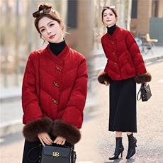 2025年冬季新中式羽绒真狐狸毛短款羽绒服，女装羽绒服，依如秀(原杭风阁)