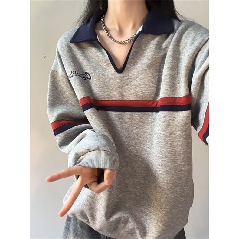 原宿简约百搭慵懒流行时尚日系长袖POLO新款气质文艺ins潮流YT14，男装Polo衫，星座516A