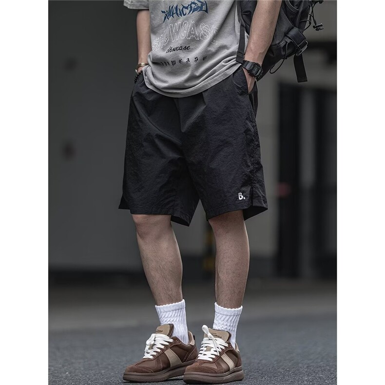 速干透气工装短裤男夏季薄款户外松紧腰沙滩裤潮牌休闲宽松五分裤,男装牛仔裤,星座506A