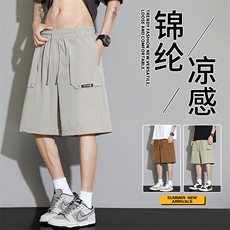 抖音品质直筒冰丝速干短裤男美式男女夏季A146-GY505特p35量大优，男装牛仔裤，HDA146