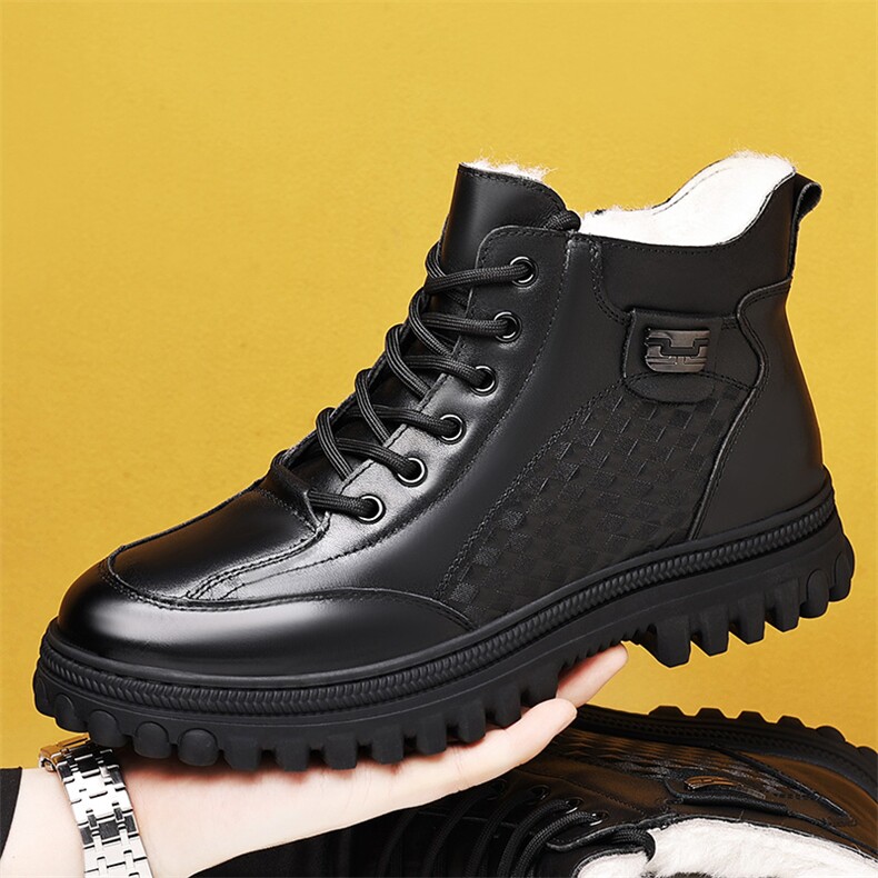 新款冬鞋男休闲鞋真皮皮毛一体男鞋男式棉鞋男款，男鞋皮鞋，电商A223