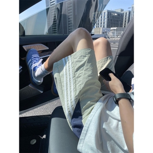 夏季新款冰丝透气三条杠潮流宽松速干短裤B315-K24186-特p25控48图片