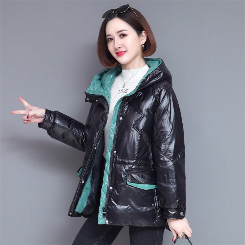 时尚气质后背绣花棉衣连帽亮面短款棉服显瘦保暖外套,女装棉衣/棉服,玛其路