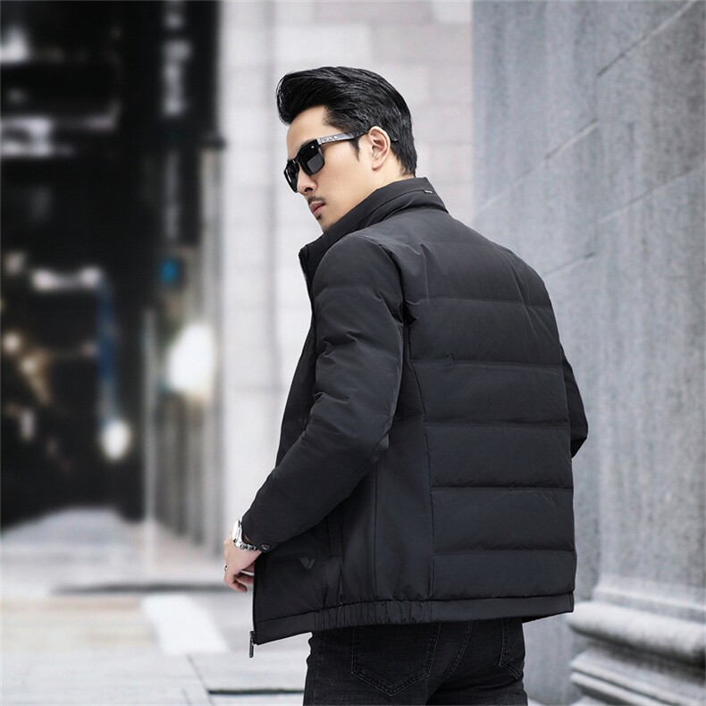高端中年80白鹅绒羽绒服夹克冬季新款男士中老年立领羽绒服外套,男装夹克,钱塘723