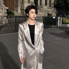 （自家图）肌理感西装外套2025春季高级感银色西服2012-P105，男装西服套装，星座910-5