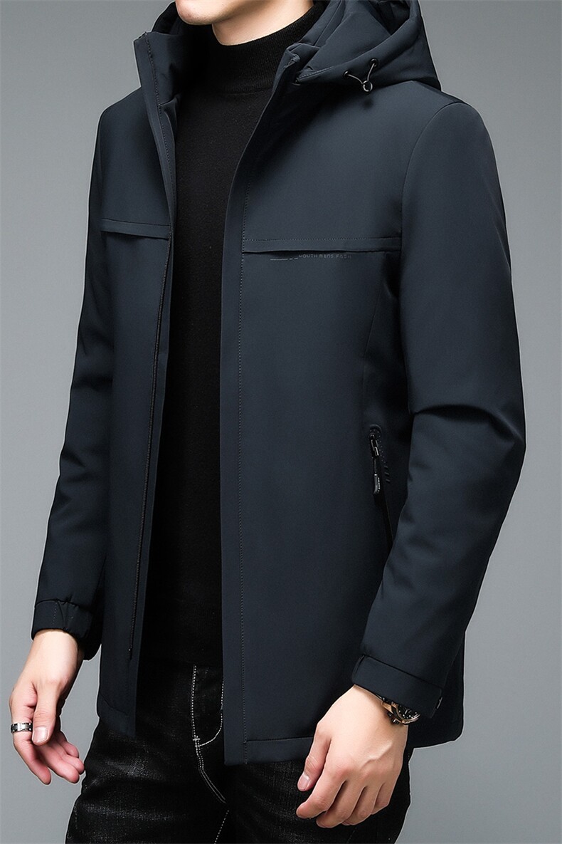 白鸭绒冬季新款休闲时尚连帽羽绒服中年男士羽绒外套HB2182-P440，男装羽绒服，电商B212（原钱塘6029）