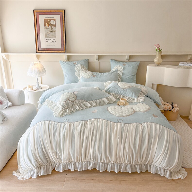 新款公主风牛奶绒四件套，床品套件，一起卖家纺