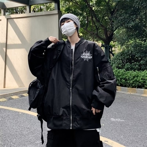 男士外套春秋季美式潮牌刺绣棒球服宽松飞行员情侣夹克JK1050-P62,白色纱裙搭配什么外套图片
