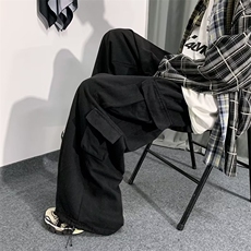 牛仔裤男秋冬束脚宽松工装裤多口袋复古做旧直筒阔腿裤N4836-P52，男装牛仔裤，星座1008-1