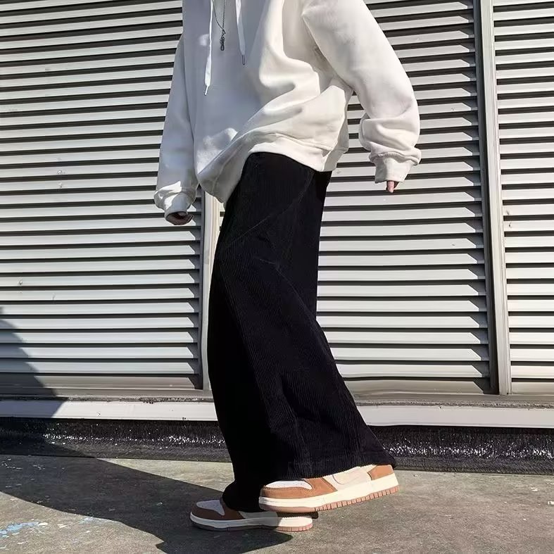 ins潮牌春秋季日系宽松男女灯芯绒阔腿裤直筒休闲工装裤AK523,男装休闲裤,星座601-2