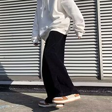 ins潮牌春秋季日系宽松男女灯芯绒阔腿裤直筒休闲工装裤AK523，男装休闲裤，星座601-2