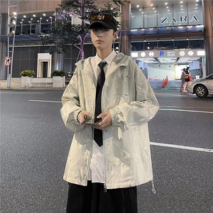 港风灯芯绒外套男生春秋季休闲百搭高级设计感潮牌宽松夹克上衣服图片