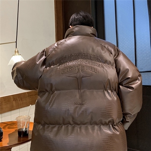 港风鳄鱼纹钢印字母图案设计大码休闲潮流棉衣男MY77727P128控168图片