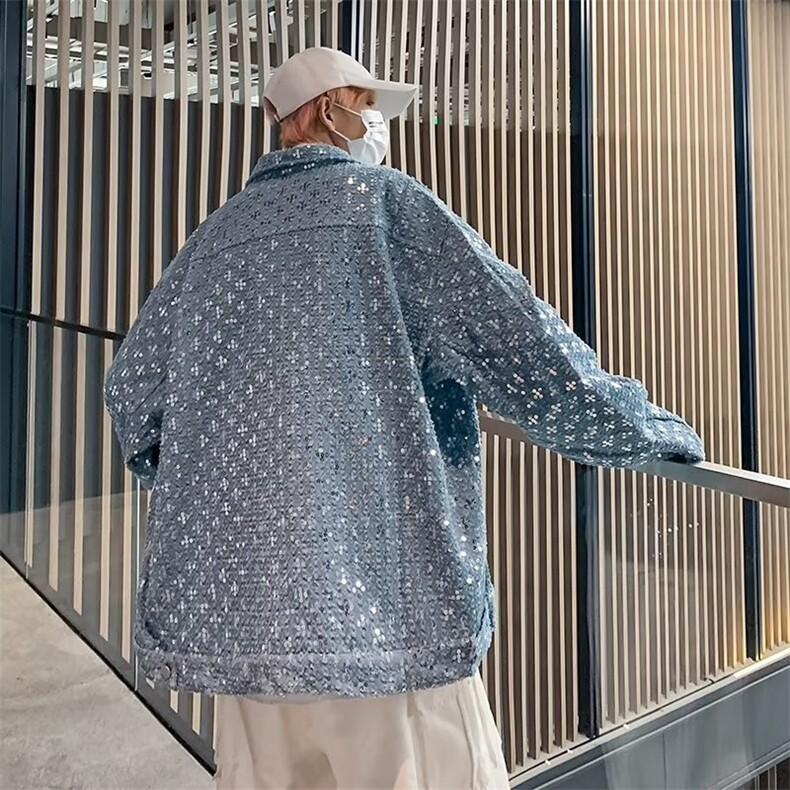 青春流行男春季夹克文艺潮亮片牛仔夹克外套J902P75,男装夹克,星座1116-2
