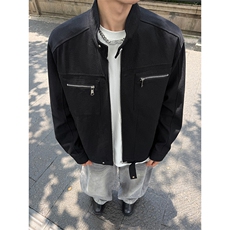 全棉水洗帆布高街痞帅大码立领工装夹克外套男J5260-特P85控148，男装夹克，电商A001