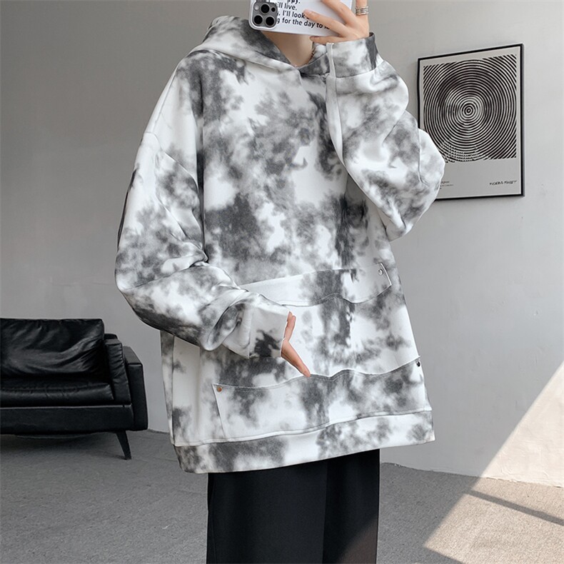 现货WY10085-特P50360g面料扎染高品质宽松连帽卫衣,男装卫衣,电商A059
